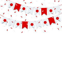 Vector Illustration of Foundation Day Japan. Garland with the flag of Japan on a white background.
