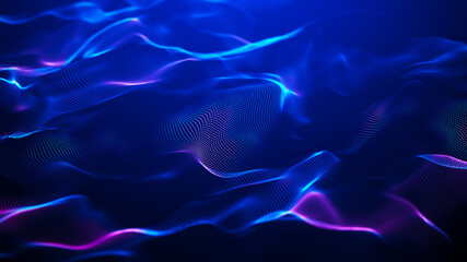 Futuristic point wave. Abstract background with a dynamic wave.Connecting background. Abstract wave. Artificial intelligence. Big data technology 3d rendering
