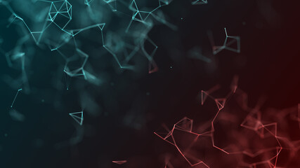 Network connecting triangles background with dots and lines. Futuristic polygonal background. Artificial intelligence. Big data technology .3d rendering.