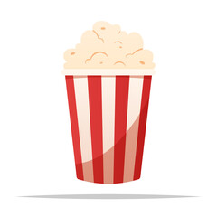 Popcorn with round bucket vector isolated illustration
