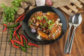 Spicy Canned Sardine Salad, Thai fast food with ingerdient.