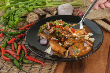 Spicy Canned Sardine Salad, Thai fast food with ingerdient.