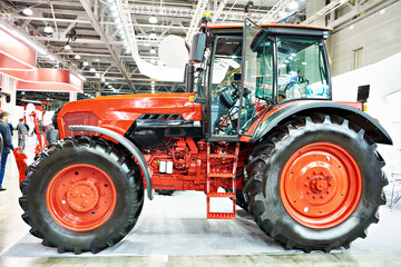 Tractor on exhibition of agricultural machinery