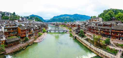 HUNAN,CHINA 1 september 2017 - landscape of Fenghuang town(phoenix village) and Tuojiang river