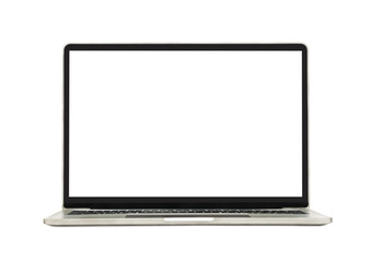 Laptop open with a blank screen or mockup computer for apply screen display on web and app isolated on white background with clipping path