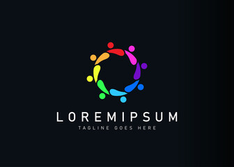Social community logo design inspiration. Vector illustration of colorful teamwork partnership. Logo design with flat icon style.