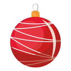 Obraz premium happy merry christmas red ball icon vector illustration design