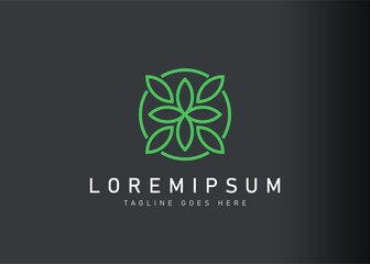 Leaves logo design. Vector illustration of beautifully arranged leaves. Modern logo design with line art icon style.