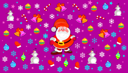 Santa Claus. Illustration on a New Year theme, background. Christmas.