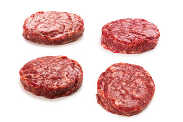 Raw minced beef isolated on white background.