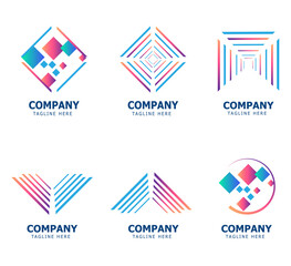 set of logo gradient shapes vector