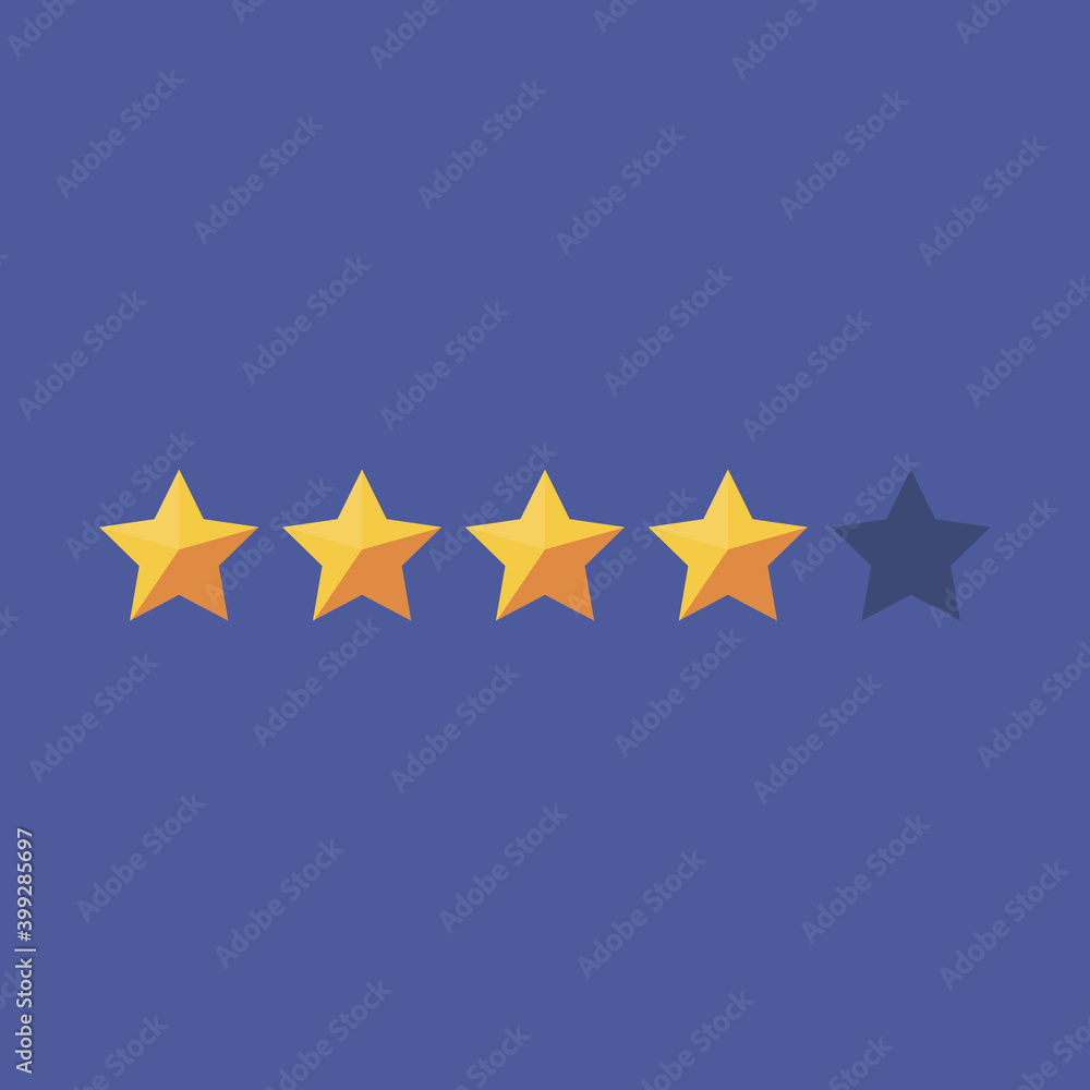 Wall mural star rating system. vector illustration of a rating system based on stars one through five on blue b