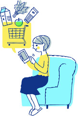 オンラインショッピングをする女性