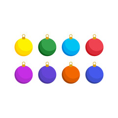 Christmas tree decorations isolated on white background vector illustration set. Winter Holidays and Celebrations concept.