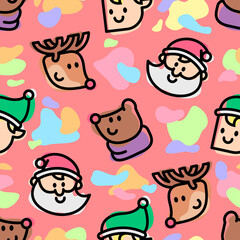 CHRISTMAS CHARACTERS HEAD ABSTRACT SEAMLESS PATTERN 