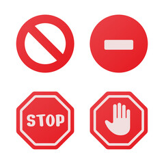Stop sign icon Notifications that do not do anything. isolate on white background.
