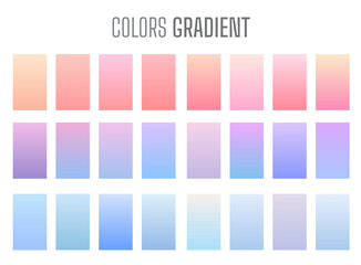 Fototapeta premium Set of pastel gradient colourful backgrounds. Modern display themes. Template design for mobile app.