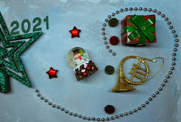 2021 new year concept with golden ratio and  concrete background