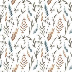 Obraz premium Seamless pattern with hand painted watercolor floral elements