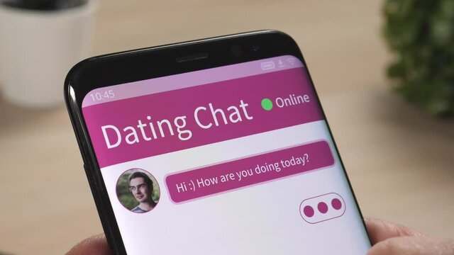 Online dating chat between two people. Conversation closeup on a smartphone.