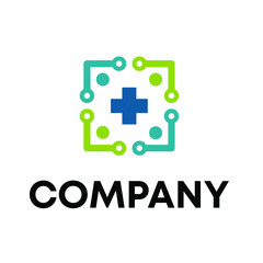 Obraz premium cross with circuit board logo