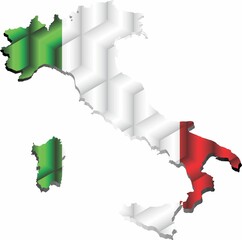 Obraz premium Italy Map from many cubes - Illustration, Three dimensional flag of Italy