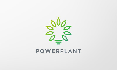simple green plant light bulb logo in modern style
