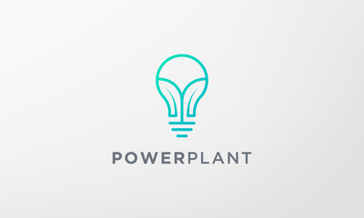 simple plant light bulb logo in modern style