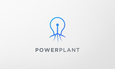 simple tree light bulb logo in modern style