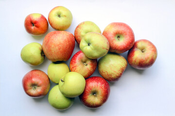 Ripe red apple Isolated on white background.top view