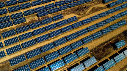 Aerial photography of outdoor solar photovoltaic base