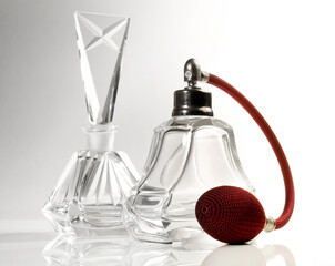 Old Perfume Bottle isolated on white Background