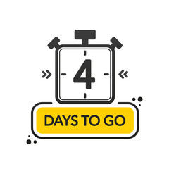 Four Days to go. Flat style on white background. Countdown timer. Vector illustration.