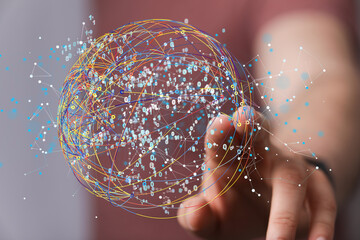 Cloud technology. Polygonal wireframe art looks like constellation