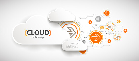 Cloud storage technology. Integrated digital web concept background.