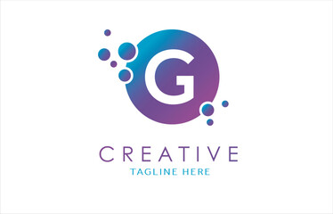 Fototapeta premium Dots G Letter Logo in Beautiful Gradient Color. G Letter bubble Vector.