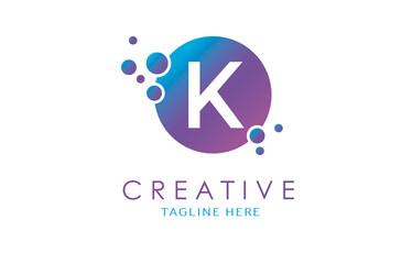 Dots K Letter Logo in Beautiful Gradient Color. K Letter bubble Vector.
