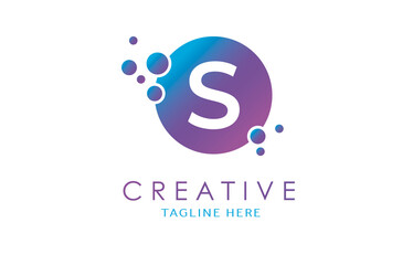 Dots S Letter Logo in Beautiful Gradient Color. S Letter bubble Vector.