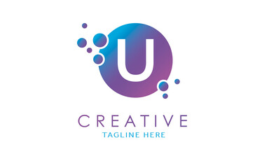 Dots U Letter Logo in Beautiful Gradient Color. U Letter bubble Vector.