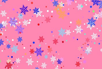 Obraz na płótnie Canvas Light Blue, Yellow vector texture with colored snowflakes.
