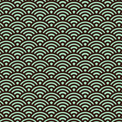 Sashiko seamless pattern with traditional Japanese embroidery, vector illustration. Traditional Japanese Folk Seigaiha