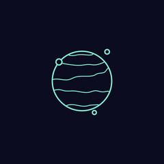 blue planet icon on blue background, vector illustration