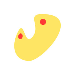 Yellow ornate flat vector abstract element. Christmas ornament RGB color clipart. Festive seasonal greeting, adornment. Winter season decorative isolated organic shape on white background