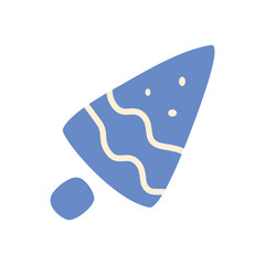 Ornate Christmas tree flat vector abstract element. Winter holiday ornament RGB color clipart. New Year. Merry Xmas. Festive blue decoration isolated organic shape on white background