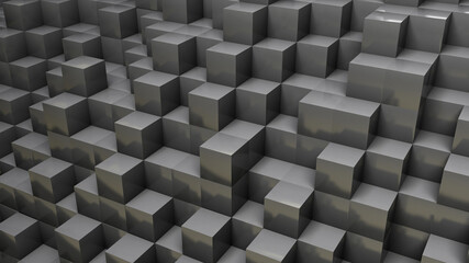 3d glossy gray cubes in a perspective view