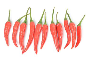 Bunch of red hot chili pepper isolated on a white background.