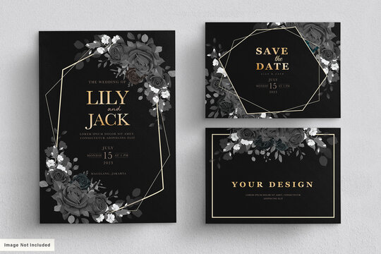 black floral wedding card set