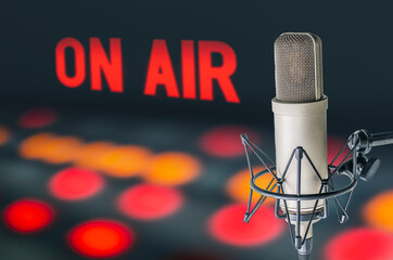 professional microphone and on air sign