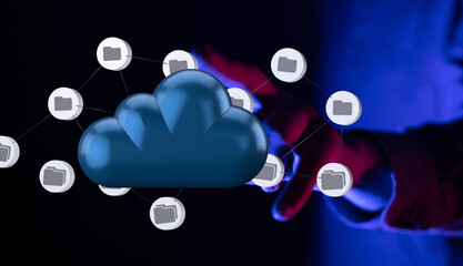 Cloud computing, Cloud computing and Big data concept, Cloud computing technology 3d