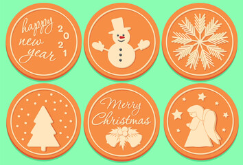 Christmas gingerbread set. set of gingerbread cookies.